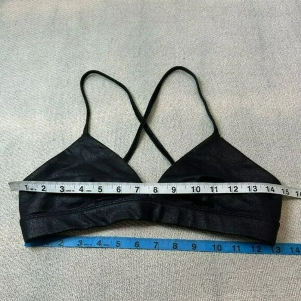 ALO Yoga Faux Leather Airbrush Splendor Sports Bra Black Size Medium Rare